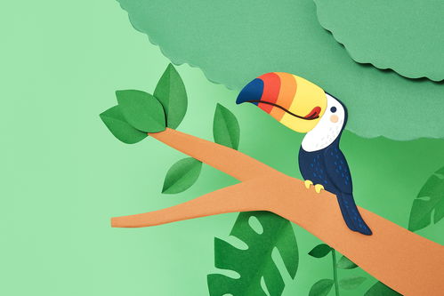 3D立体广告中的动物丛林纸工艺品设计 创意与自然共舞